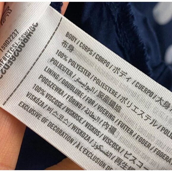 Abercrombie Long-Sleeve Ruffle Tiered Mini Dress Navy Blue Polka Dot Size XL - Picture 11 of 12